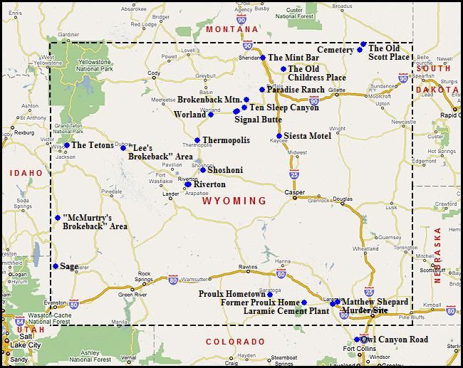 A map showing Wyoming, U.S.A.